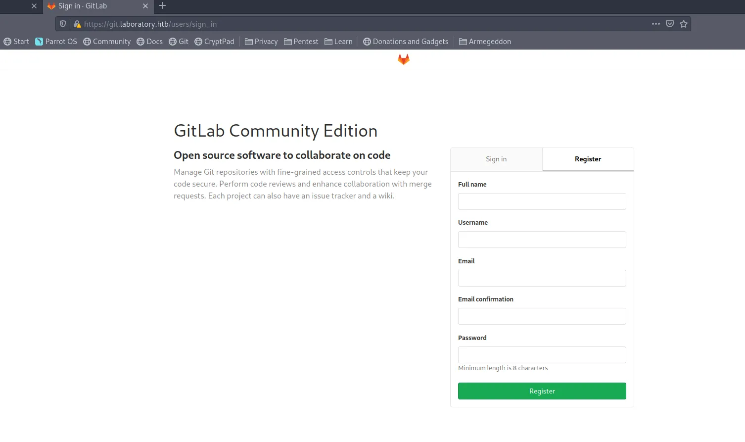 GitLab Registration
